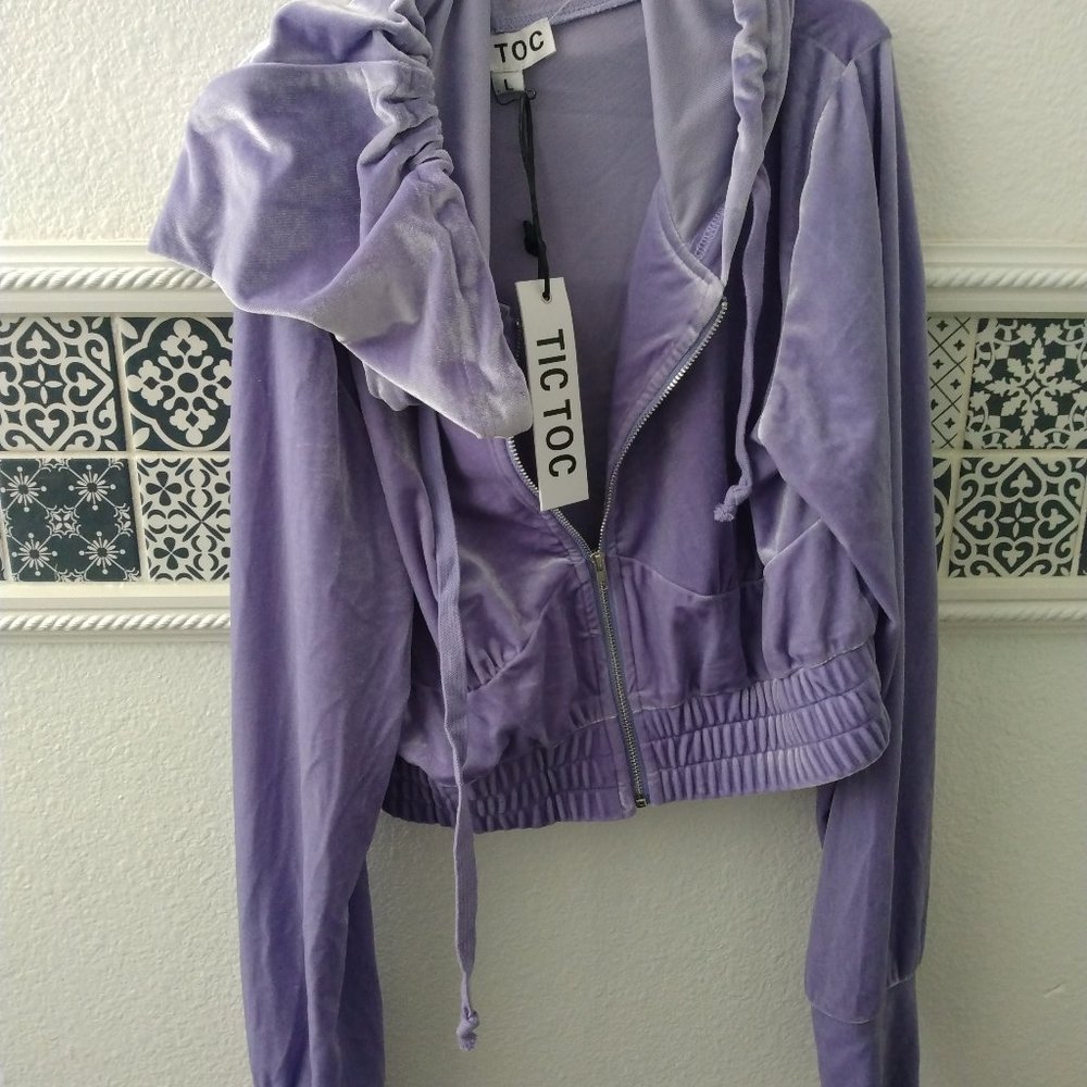 Two piece velour purple outfit